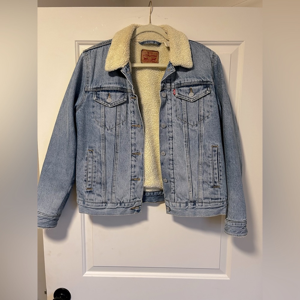 Levi Strauss Sherpa Lined Denim Jacket Sz Large